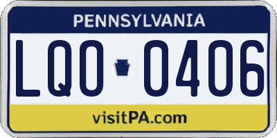PA license plate LQO0406