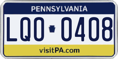 PA license plate LQO0408