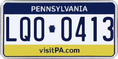 PA license plate LQO0413