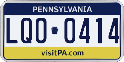 PA license plate LQO0414
