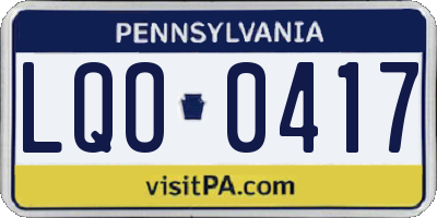 PA license plate LQO0417