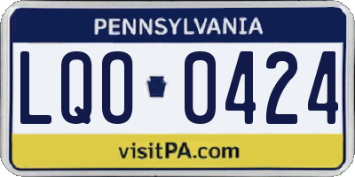 PA license plate LQO0424