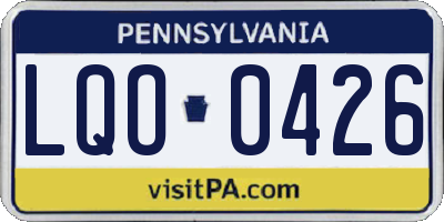 PA license plate LQO0426