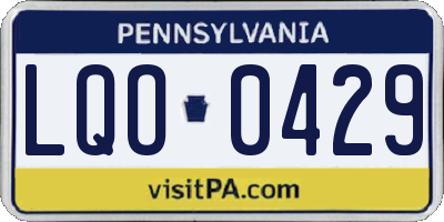 PA license plate LQO0429