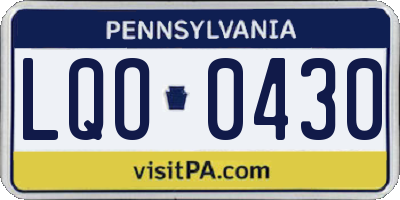 PA license plate LQO0430