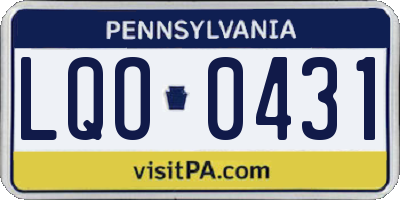 PA license plate LQO0431