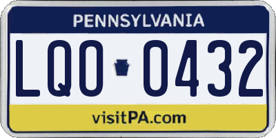 PA license plate LQO0432
