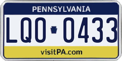 PA license plate LQO0433