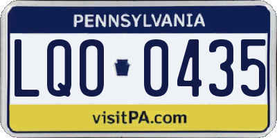 PA license plate LQO0435