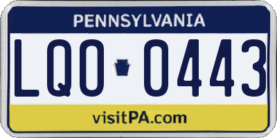 PA license plate LQO0443