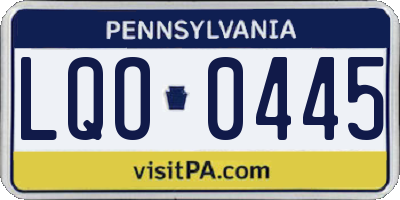 PA license plate LQO0445