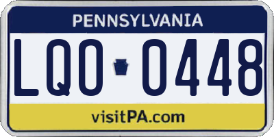 PA license plate LQO0448