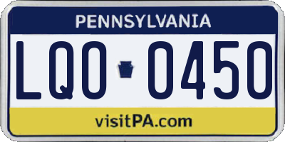 PA license plate LQO0450