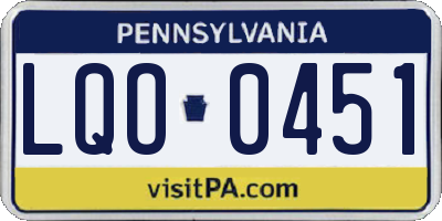 PA license plate LQO0451