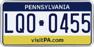 PA license plate LQO0455