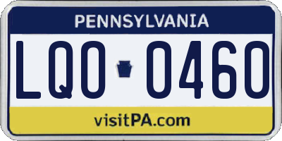 PA license plate LQO0460