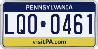 PA license plate LQO0461