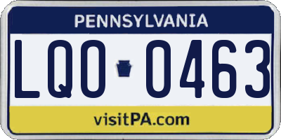 PA license plate LQO0463