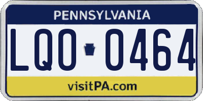 PA license plate LQO0464