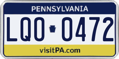 PA license plate LQO0472