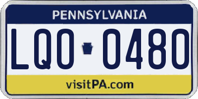 PA license plate LQO0480