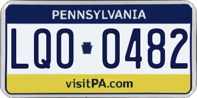 PA license plate LQO0482