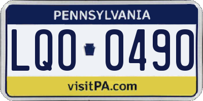 PA license plate LQO0490