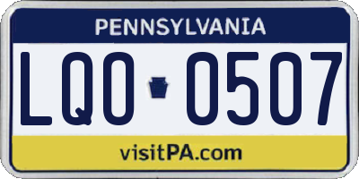 PA license plate LQO0507