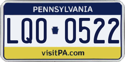 PA license plate LQO0522