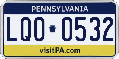 PA license plate LQO0532