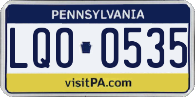 PA license plate LQO0535