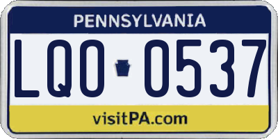 PA license plate LQO0537