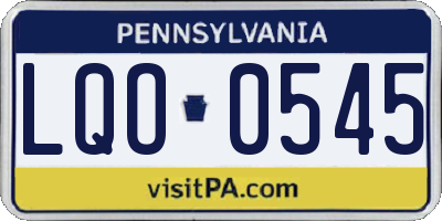 PA license plate LQO0545