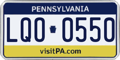 PA license plate LQO0550