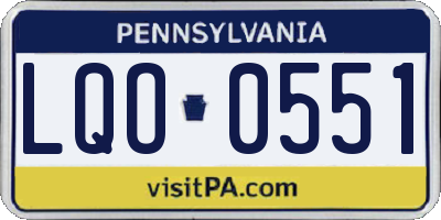 PA license plate LQO0551