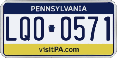 PA license plate LQO0571