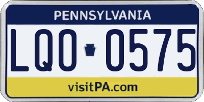 PA license plate LQO0575