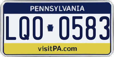 PA license plate LQO0583