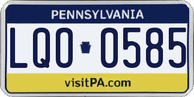 PA license plate LQO0585