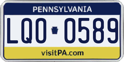 PA license plate LQO0589