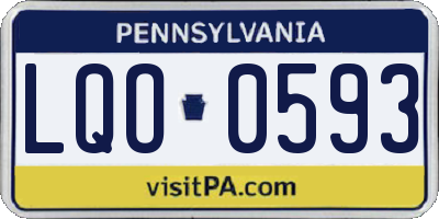 PA license plate LQO0593