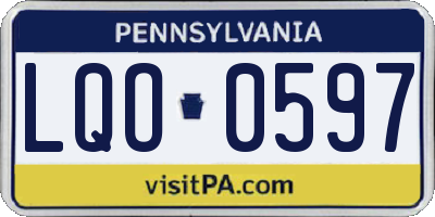 PA license plate LQO0597