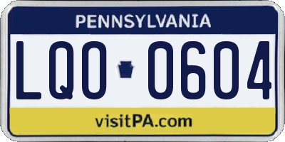 PA license plate LQO0604