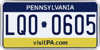 PA license plate LQO0605