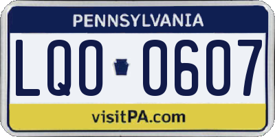 PA license plate LQO0607