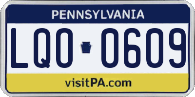 PA license plate LQO0609