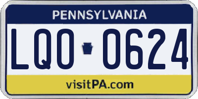PA license plate LQO0624