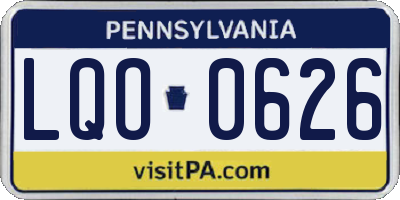 PA license plate LQO0626