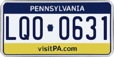 PA license plate LQO0631