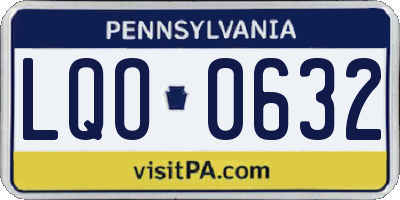 PA license plate LQO0632